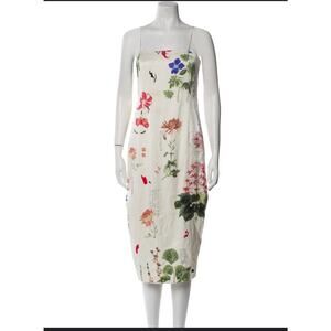 Adam Lippes Womens Asian Inspired Floral Silk Spaghetti Cami Dress 4 Bloom Core